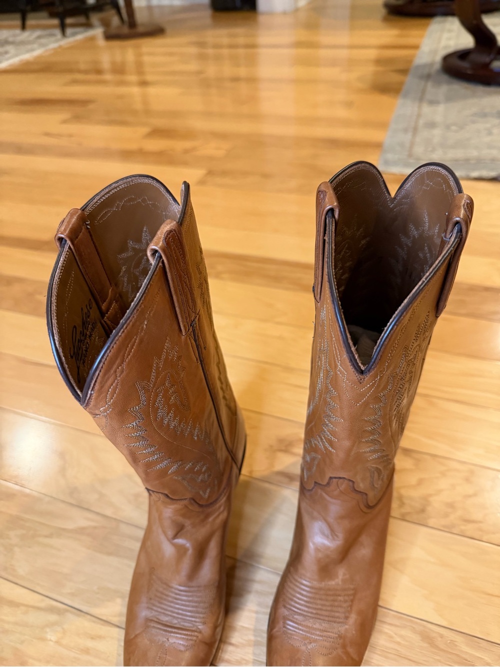 Lucchese Handmade Tan Leather Western Cowboy Boots Women’s Size 7A H3430 - Picture 8 of 16